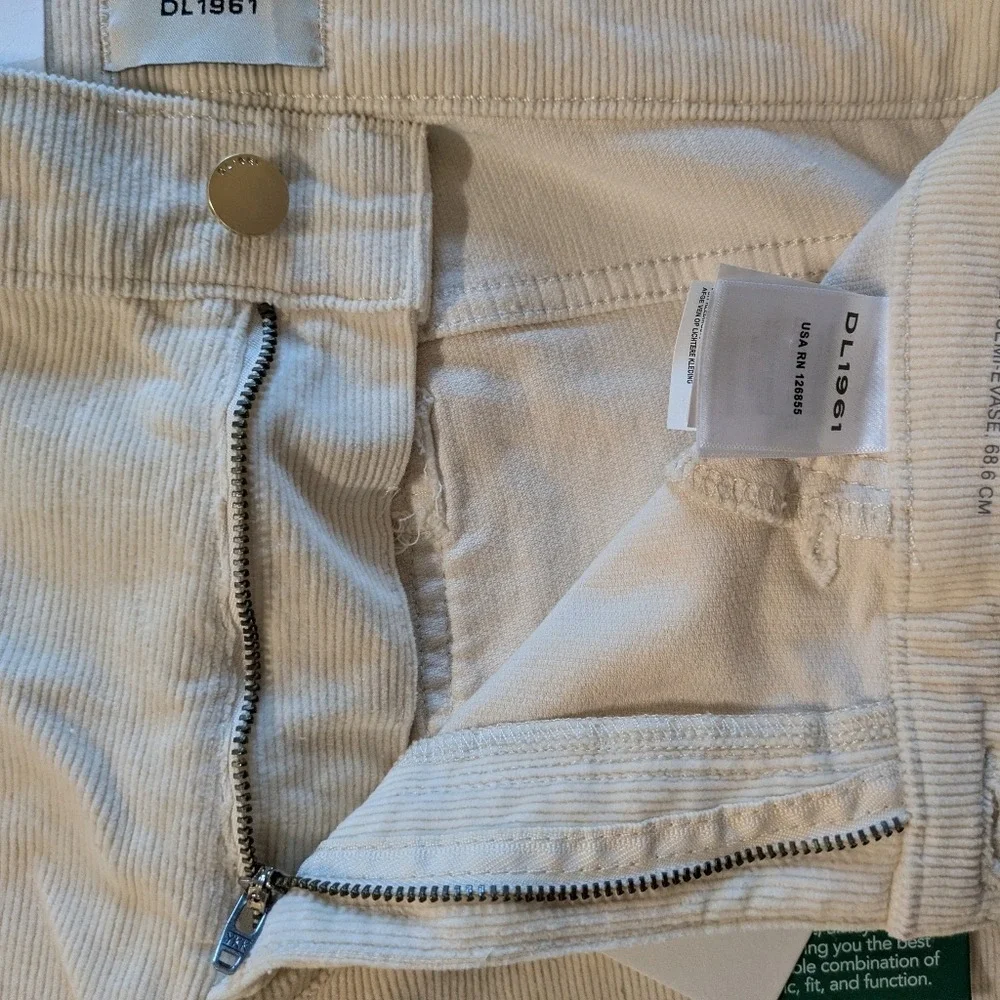 DL1961 Bridget Boot High Rise Instasculpt™ Corduroy Pants Cream Size 29" - Picture 5 of 7